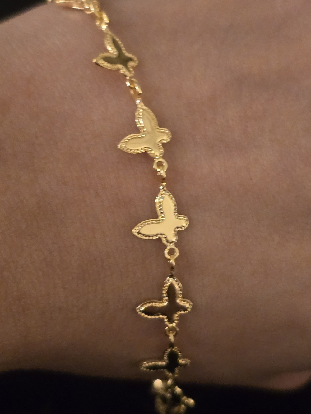 22kgp Dubai Jewelry Gold Butterfly Link Anklet View 6